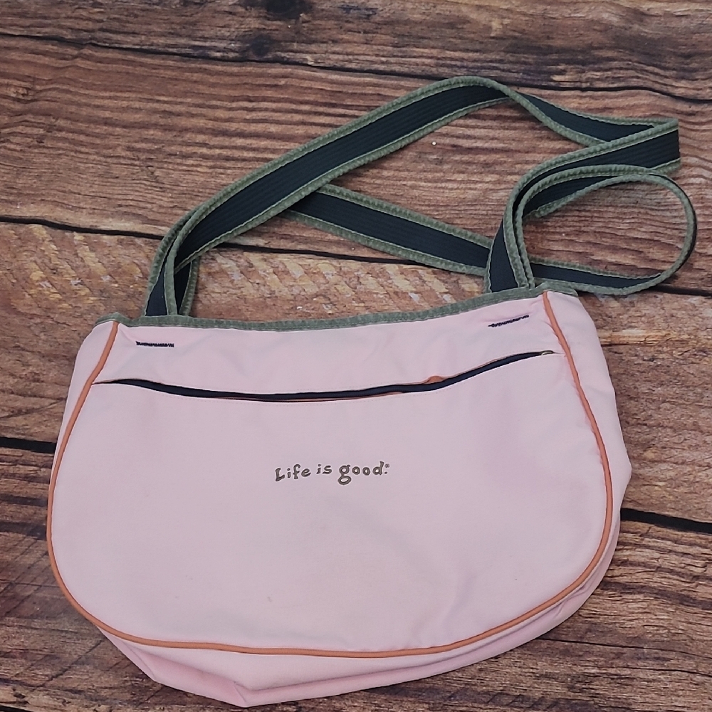 Life is Good Pink Crossbody Shoulder Bag